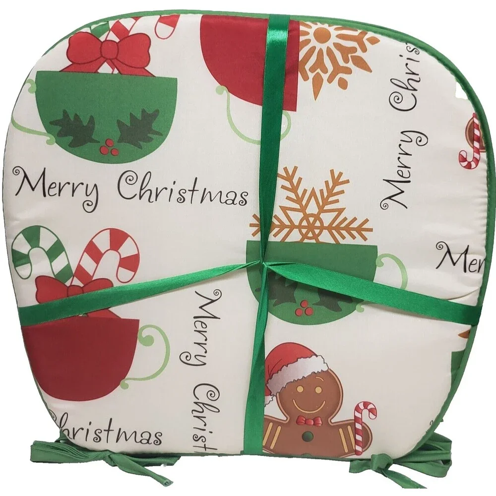 SET OF 4 CHAIR CUSHION PADS w/ties, 15x15